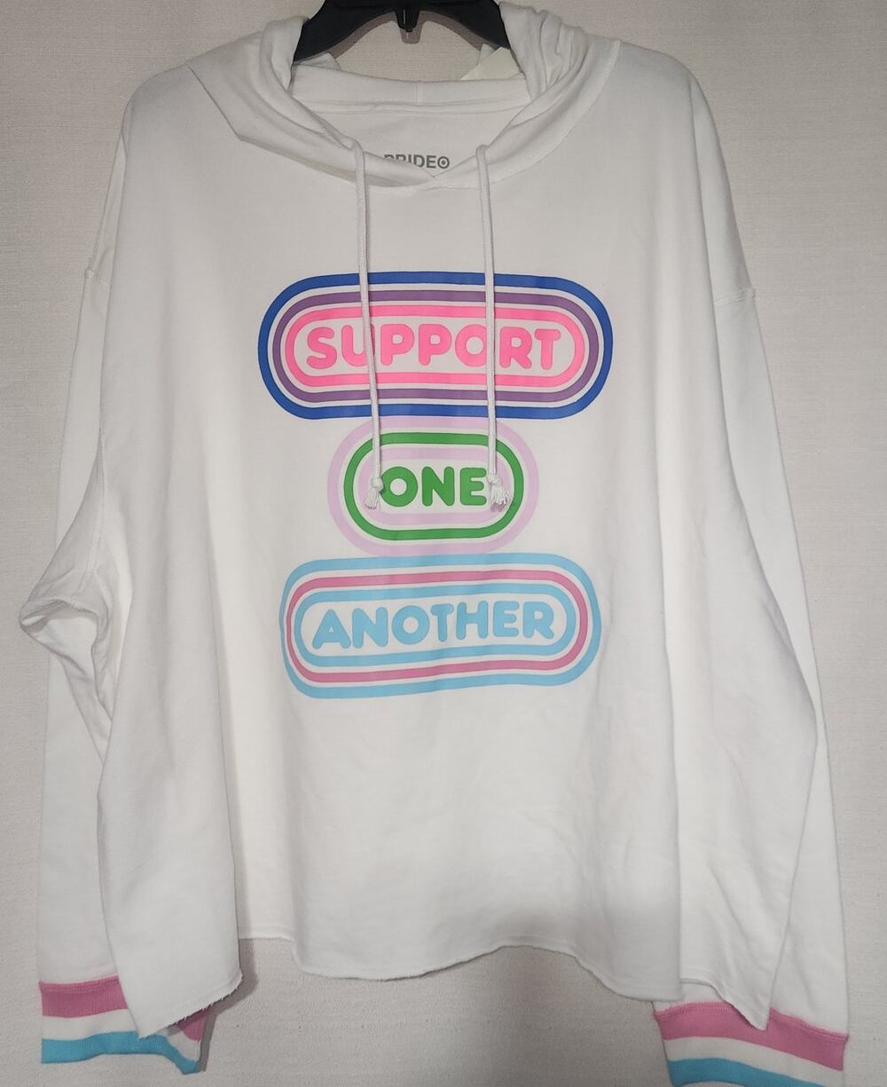 Pride Adult 'Support One Another' Cropped Hooded Sweatshirt women's 2X